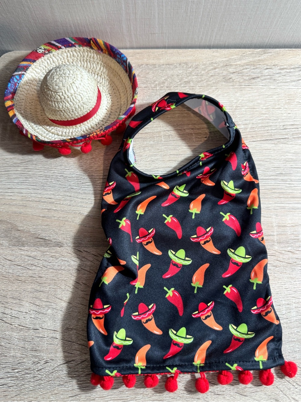 Simply Wag Mexican Fiesta Dog Costume SET | Sombrero + Chili Pepper Vest XS/S